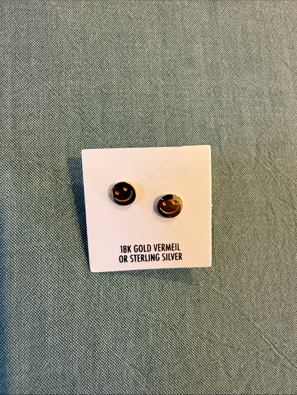 Gold Smile Face Stud Earrings - 18K Gold Vermeil